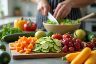 Cuisine moderne avec zucchinis et jujubes en préparation