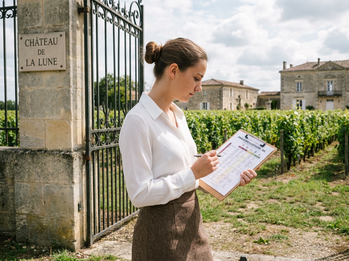 Jeune femme inspectant un vignoble Bordeaux