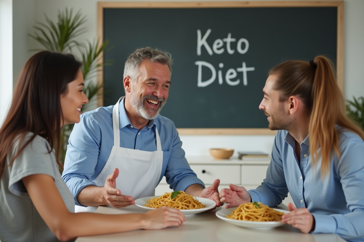 Nutritionniste discutant avec un couple autour d un repas sain