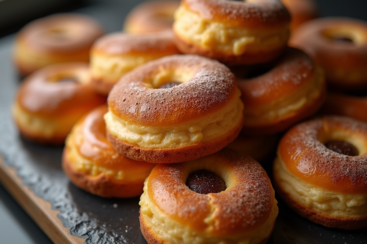 Pain au chocolat empilés dans une boulangerie moderne avec croûte dorée