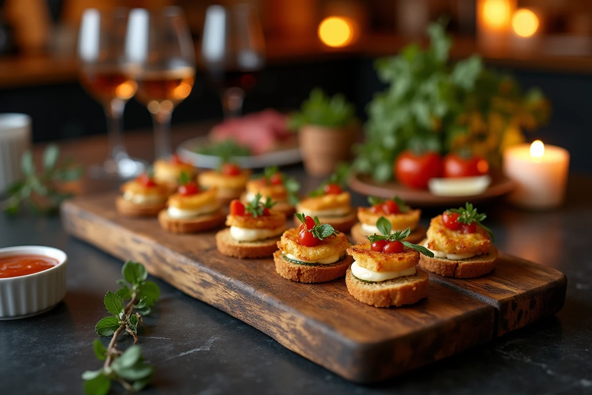 Plateau apéritif varié croustillant préparé à l'air fryer Ninja avec bouchées fromage et légumes grillés
