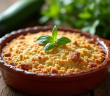 Croustade de courgettes fraîche dans un plat en céramique rustique