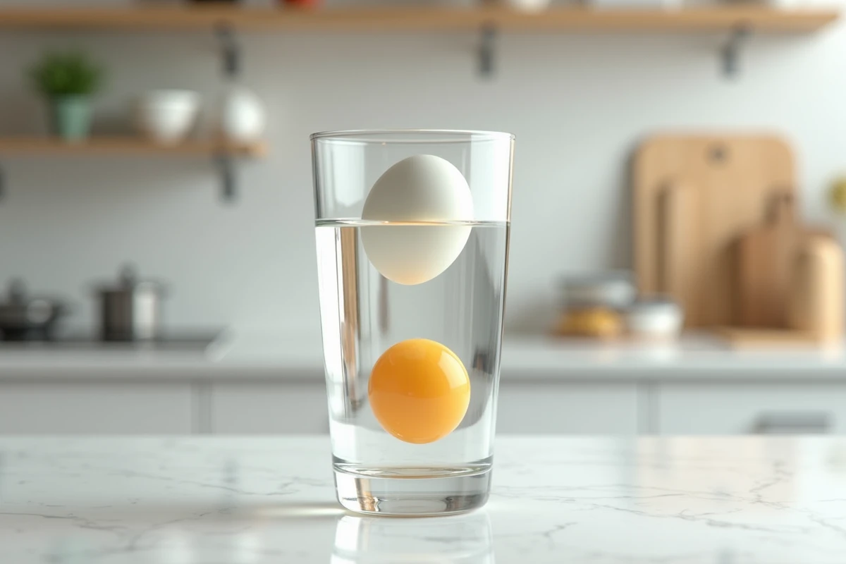Test de flottaison pour vérifier la fraîcheur des œufs dans un verre d'eau